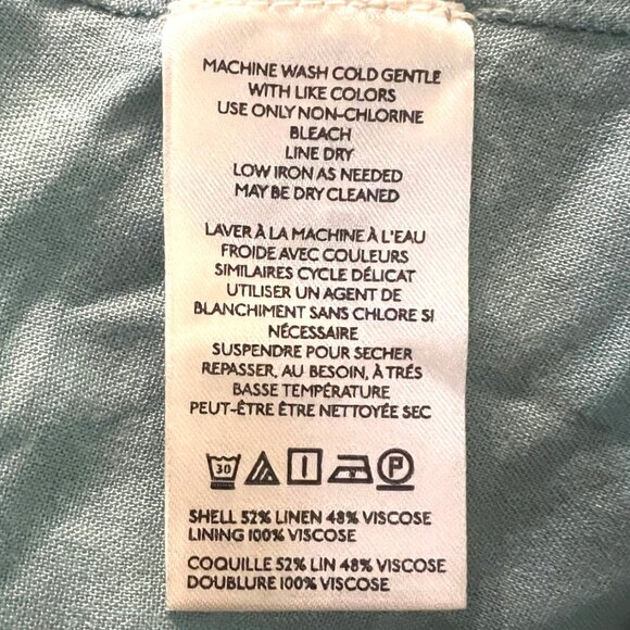 Anthropologie Maeve The Irene Linen Shirt Dress Size X-Large Green White Pocket - Picture 13 of 13